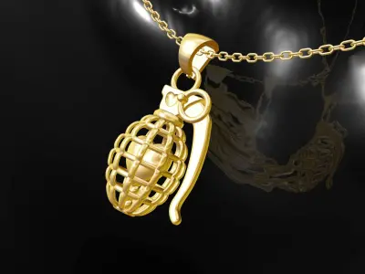 Heart Grenade gold pendant jewelry Free 3D print model