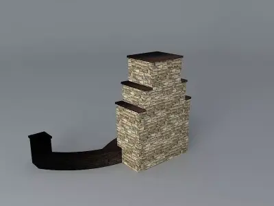 Fireplace with seat wall Free 3D model