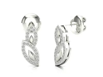 Earrings-2754 rose gold earring with diamonds 3D print model