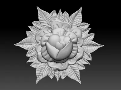 Rose Relief with leaves Printable model 3D print model