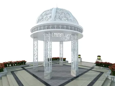 Circular metal carved pavilion 3D model