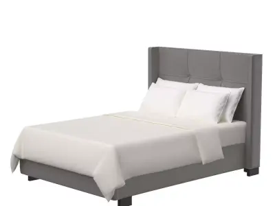 Beverly Bed With Rollout Footboard Storage Grey 3D model