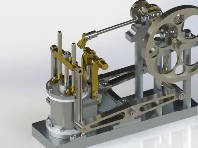 A SINGLE CYLINDER SIDE BEAM STEAM ENGINE 3D model