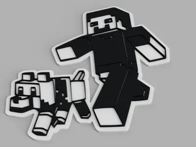 Minecraft Steve with Dog Logo Wall Picture Free 3D print model