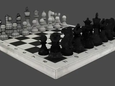 Chess board with pieces Free low-poly 3D model