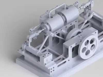2 CYLINDER HORIZONTAL STEAM ENGINE OF THE MONITOR TYPE 3D model