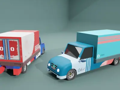 Stylized low poly car Low-poly 3D model