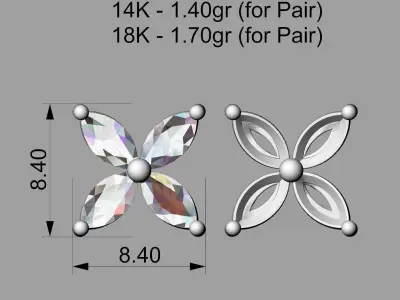 Marquise earrings 3D print model 3D print model