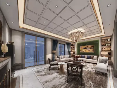 Luxury living room interior 3D model