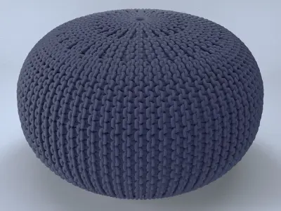 Pouf ottoman cotton knitted seat 3D model