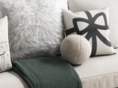 Decorative set of pillows for the windowsill 3D model