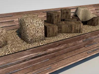 Wild West Flat Wagon 3D model