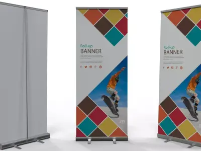 Roll-up graphic banner 80x200 3D model