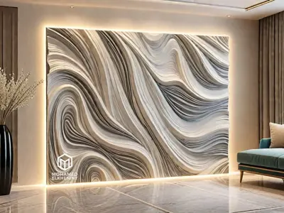 decor set wall panel relief mural CNC 24 3D model