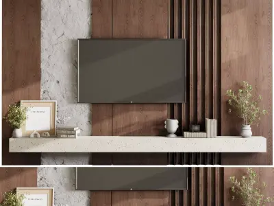 TV Wall set 33 3D model