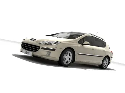 Peugeot 407 SW with HQ interior Low-poly 3D model