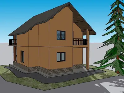 Low Poly Attic House Low-poly 3D model