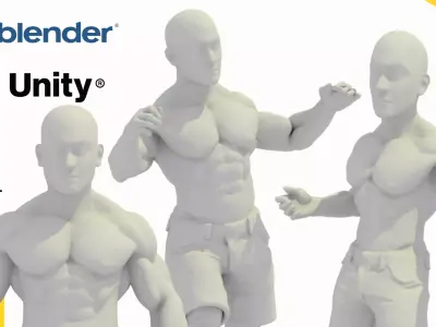 Base Mesh Muscular Male - Game-Animation Ready Low-poly 3D model