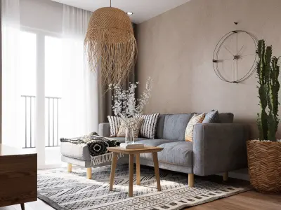 Living interior scene 3D model 3D model