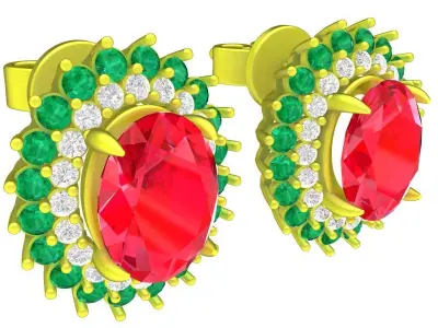 6097 hongkong luxury oval diamond earrings 3D print model