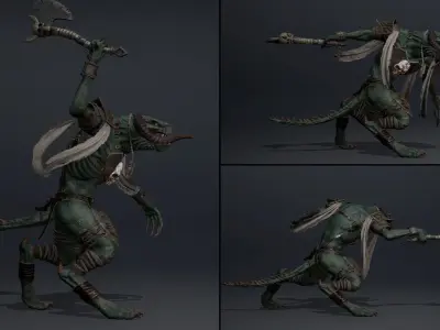 Ghost Barbarian Arm1 Low-poly 3D model