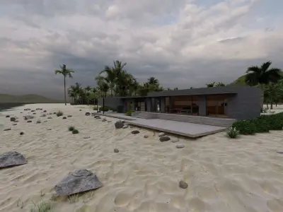 Beach Casa Scene-villa-modern house 3D model