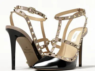 Valentino Patent Rockstud Caged High Heels Low-poly 3D model