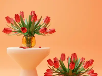 Tulips Vase Low-poly 3D model purchase