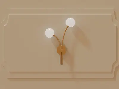 Wall lamp with 2 shades 3D model