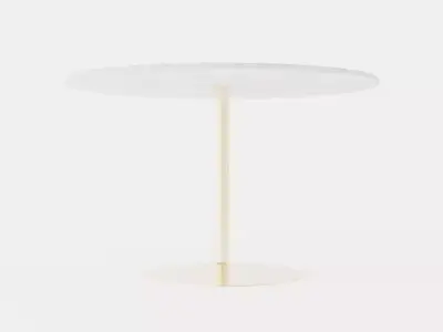 Capri Dining Table 120 Cm Around Marble White Brass Low-poly 3D model