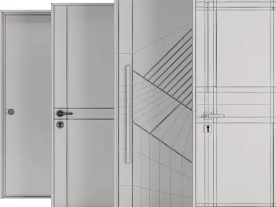 Set Modern Door 01 3D model