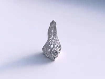 Vase twist puffy tappered triangle with cracked organic lattice  3D print model