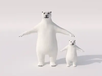 Polar Bear Family 3D model
