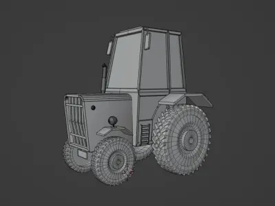 Low Poly Tractor orange Low-poly 3D model
