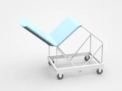 Industrial Inclined Chair On Wheels 3D model