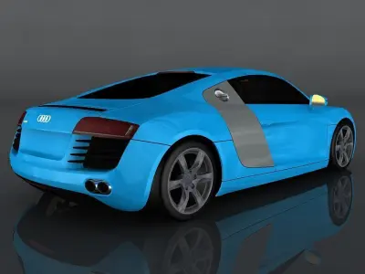 Audi R8 Low-poly 3D model 3