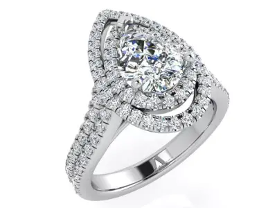 Pear Halo Ring 3595 3D print model