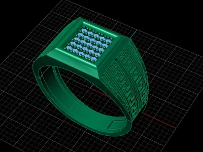 Print Ready STL 3DM  Gents Rings Diamond Men Ring  3D print model 60