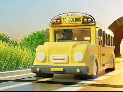 Stylized Cartoony Bus Model 3D model