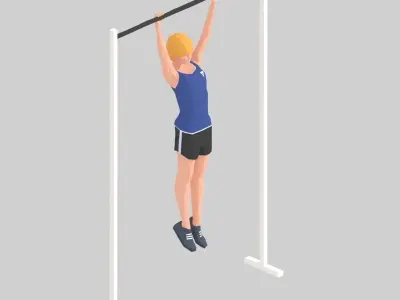 Pullup  Exercise Woman Animation Low-poly 3D model