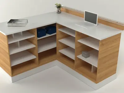 Reception Office Counter Free low-poly 3D model