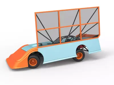 Super Dirt Late model with side wing while turning Scale 1 to 25 3D print model