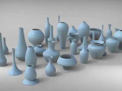 Vases Collection  Decorative Arts 3D model 37 pcs 3D model