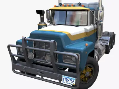 Classic semitruck Low-poly 3D model