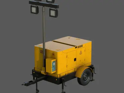 Mobile Lighting Tower Low-poly 3D model