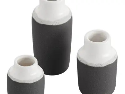 Two Toned Vase Set Of 3 3D model