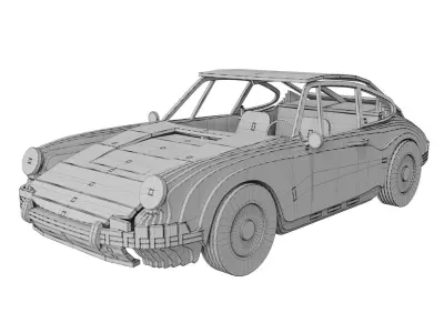 Plywood toy car 3D model