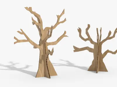 Cardboard trees Low-poly 3D model