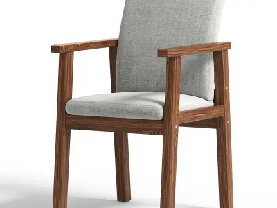 Solid Wood Dining Chair Modern Style Arm Chair for Dining Room 3D model