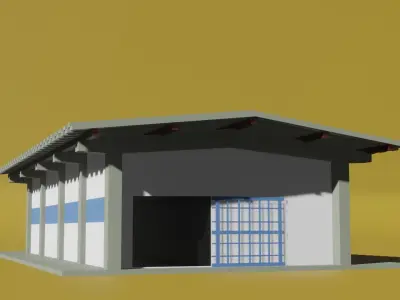 Low Poly Shed building Low-poly 3D model